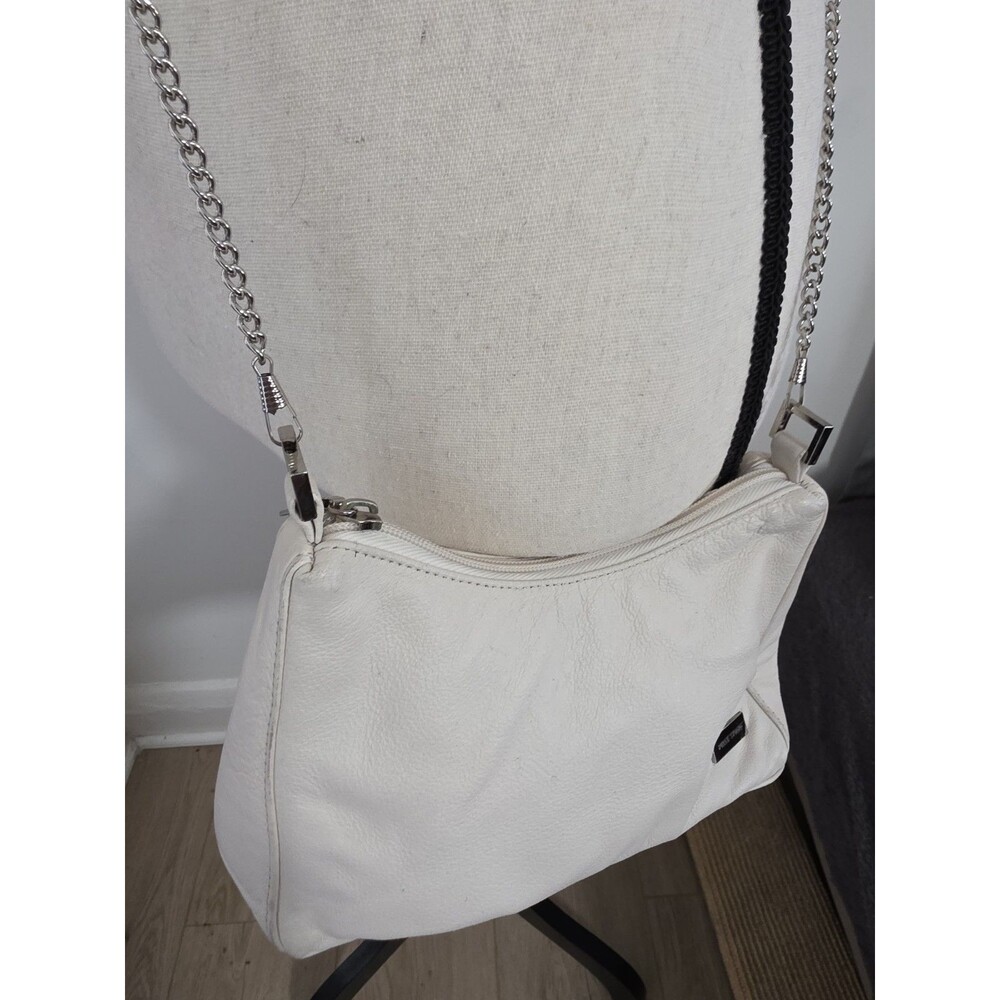 Vintage Wilson White Leather Pelle Studio Small Crossbody Shoulder Bag Chain GuC